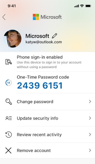 Microsoft Authenticator account overzicht