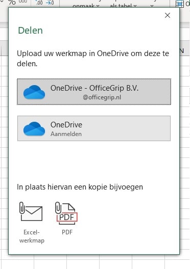Microsoft Excel samenwerken OneDrive