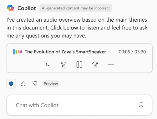 Audio-overzicht-speler-Microsoft-365-Copilot-Word