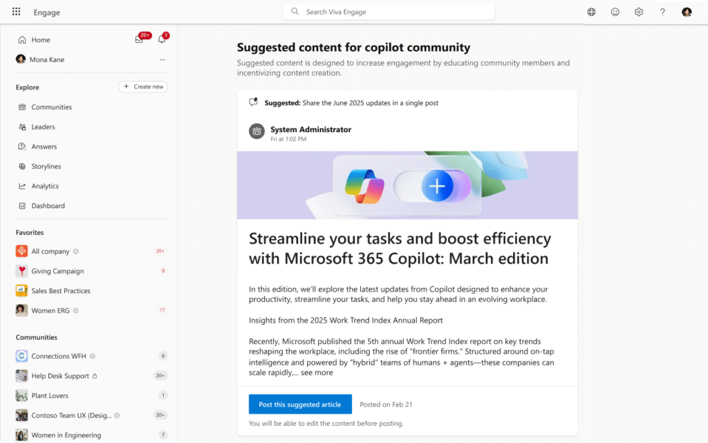 Microsoft 365 Copilot adoptiecommunity in Viva Engage