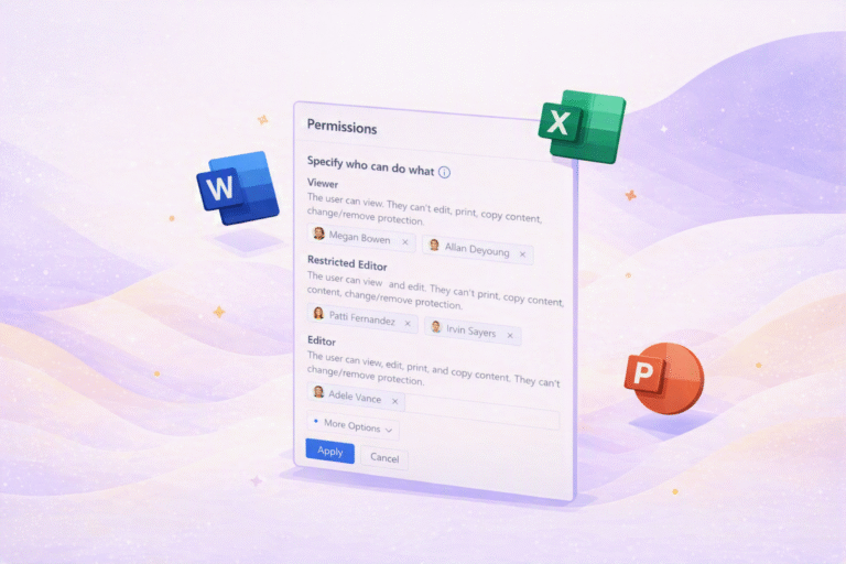 Permissions-venster voor sensitivity labels in Office voor het web
