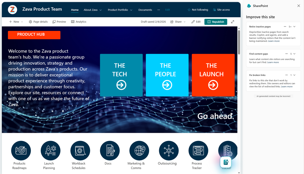 SharePoint Improve this site met AI-aanbevelingen